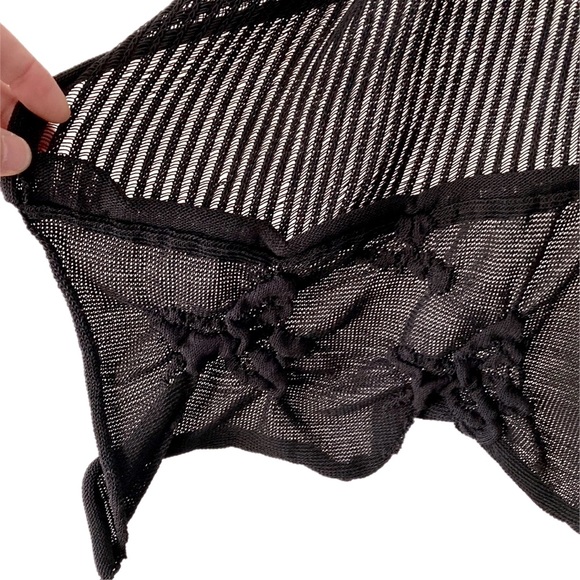 SHE’S SO incredible knit striped netted Jacket crossover style Cardigan black - Picture 8 of 14